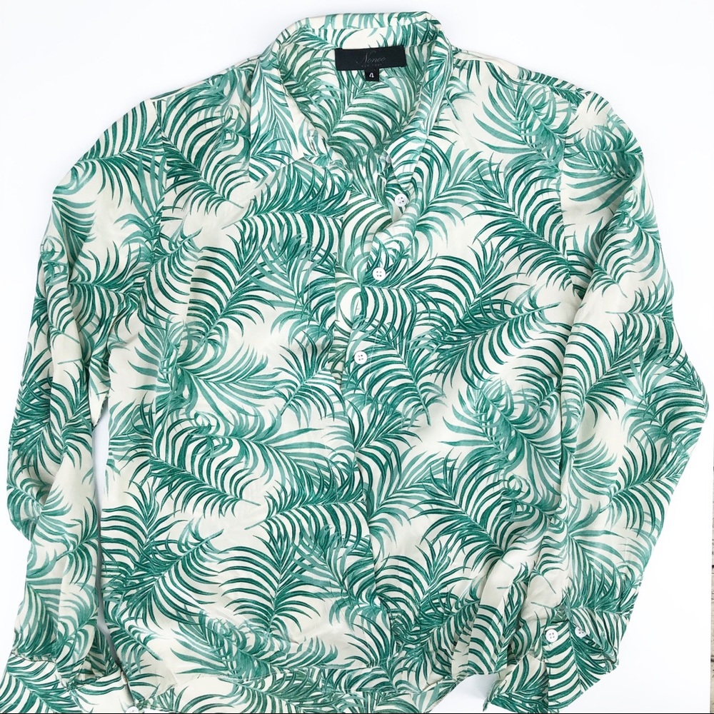 Misha Nonoo 100% silk palm print blouse